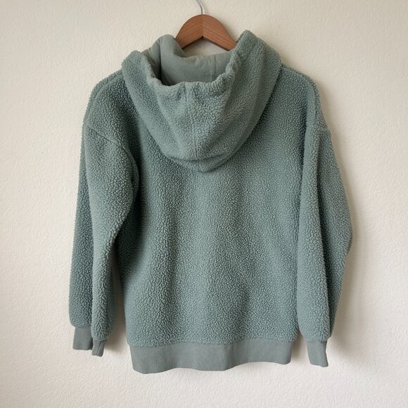 Madewell Jacket Womens XS Frosted Willow Green Resourced Fleece Hooded Full Zip - Picture 7 of 9